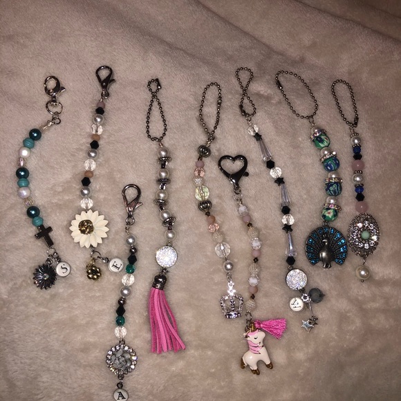 Handmade Beaded Keychains or Bag Tag, Jewelry - Picture 1 of 6